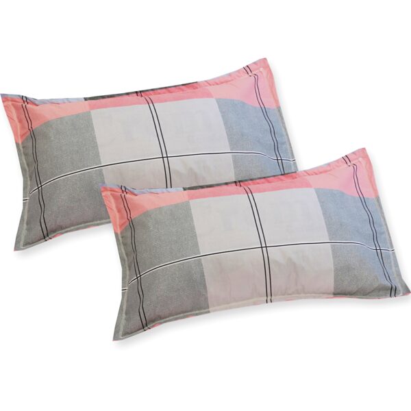 Glace Cotton Elastic Fitted Double Bed Sheet with 2 Pillow Cover 90 x 100 Inches (Multi-Color Checks) - Image 3