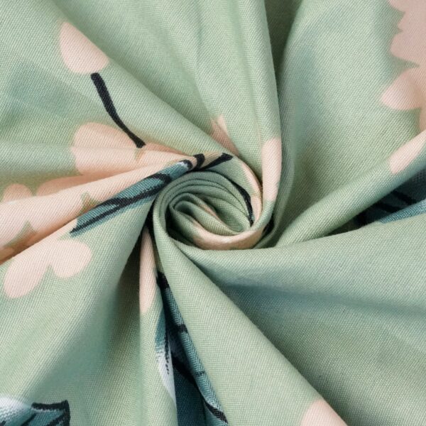 Fitted Glace Cotton Double Bed Sheet with 2 Pillow Cover 90 x 100 Inches (Pastachio Green) - Image 6