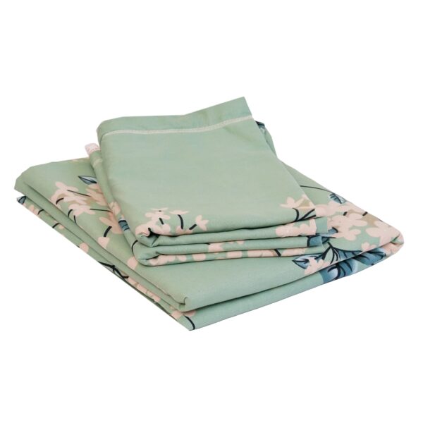 Fitted Glace Cotton Double Bed Sheet with 2 Pillow Cover 90 x 100 Inches (Pastachio Green) - Image 7