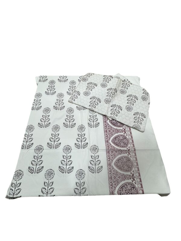 Pure Cotton Bedsheets for Double Bed with Quilted Pillows (90x100) - Image 7