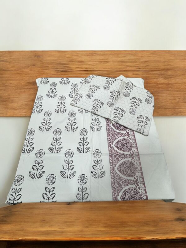 Pure Cotton Bedsheets for Double Bed with Quilted Pillows (90x100) - Image 6
