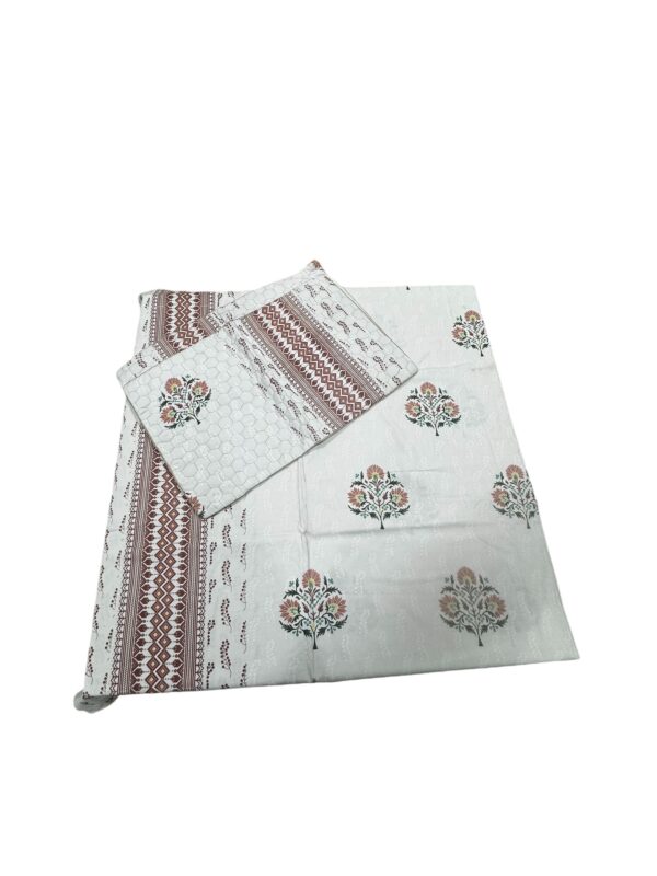 Pure Cotton Bedsheets for Double Bed with Quilted Pillows (90x100) - Image 5