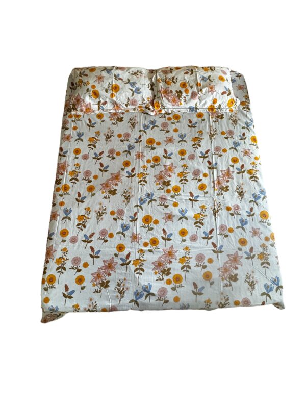 Floral Pure Cotton Bedsheets for Double Bed with 2 Pillow covers - Image 3