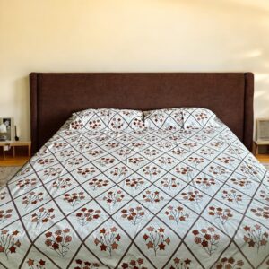 Floral Pure Cotton Bedsheets for Double Bed with 2 Pillow covers
