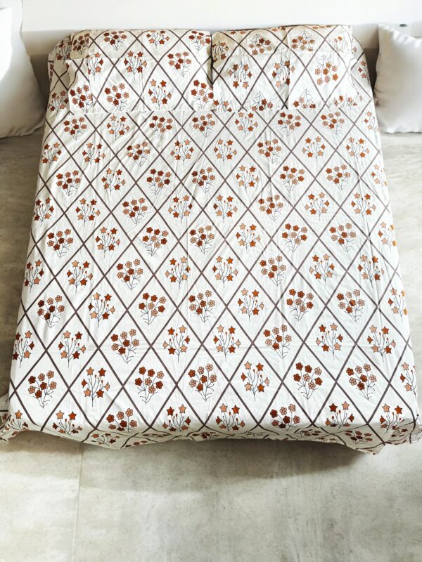 Floral Pure Cotton Bedsheets for Double Bed with 2 Pillow covers - Image 3