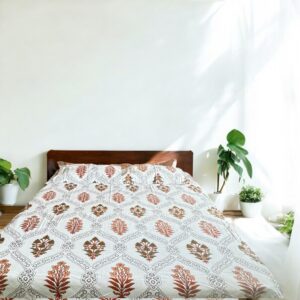 Leaf prints Pure Cotton Bedsheets for Double Bed with 2 Pillow covers