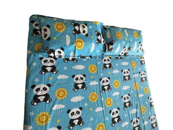 Smiling Panda print Kids' Cotton Bed Sheet (90x100) with 2 Pillow covers - Image 3