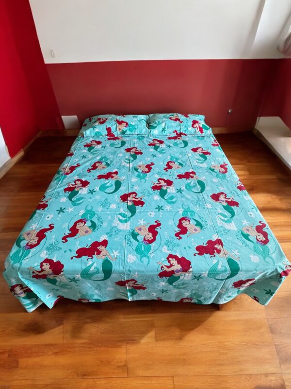 Mermaid print Kids' Cotton Bed Sheet (90x100) with 2 Pillow covers - Image 2