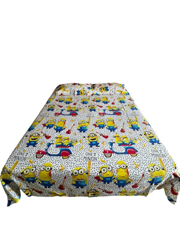 Minion print Kids' Cotton Bed Sheet (90x100) with 2 Pillow covers - Image 2