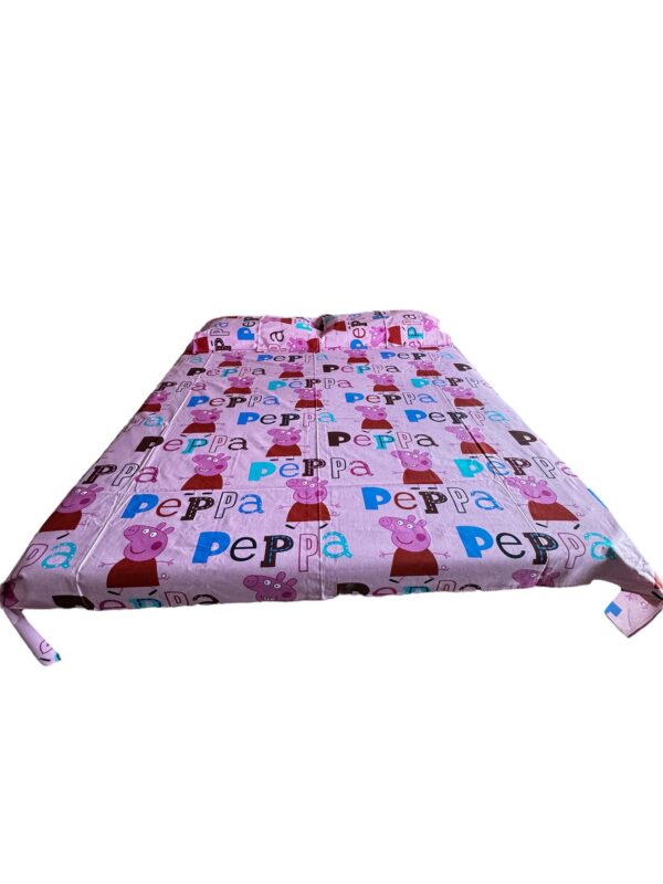 Peppa print Kids' Cotton Bed Sheet (90x100) with 2 Pillow covers - Image 2