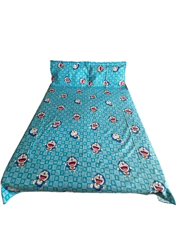 Doraemon print Kids' Cotton Bed Sheet (90x100) with 2 Pillow covers - Image 3