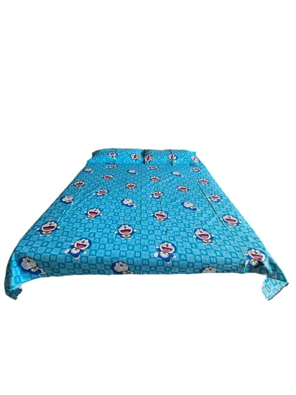 Doraemon print Kids' Cotton Bed Sheet (90x100) with 2 Pillow covers - Image 2