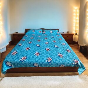 Doraemon print Kids' Cotton Bed Sheet (90x100) with 2 Pillow covers