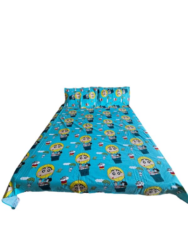 Shin Chan print Kids' Cotton Bed Sheet (90x100) with 2 Pillow covers - Image 3