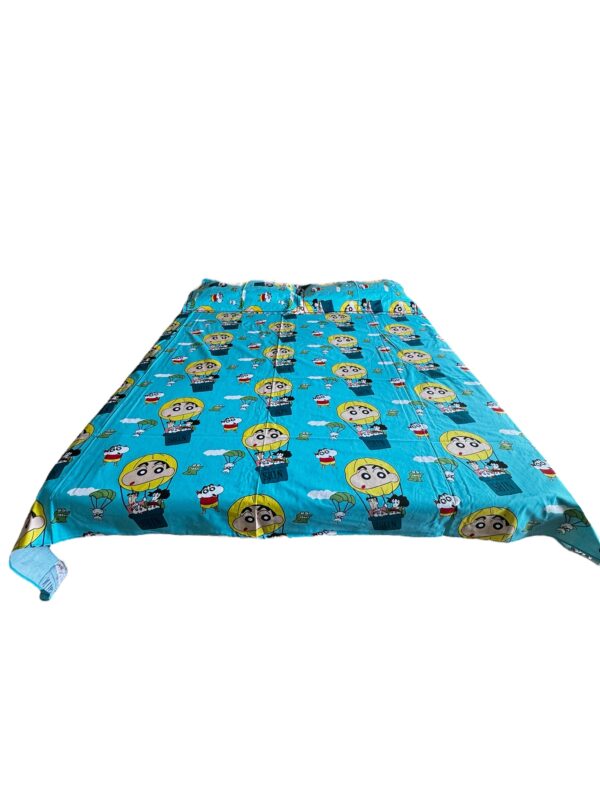 Shin Chan print Kids' Cotton Bed Sheet (90x100) with 2 Pillow covers - Image 2