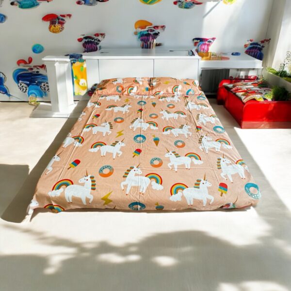 Unicorn print Kids' Cotton Bed Sheet (90x100) with 2 Pillow covers