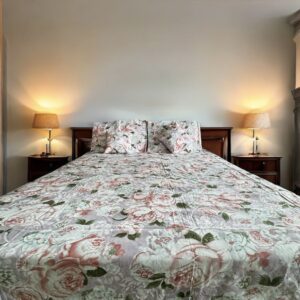 Pink Rose Cotton 5pcs Bedsheet set (1 Bedsheet + 2 Quilted Pillow Covers + 2 Cushion with covers)
