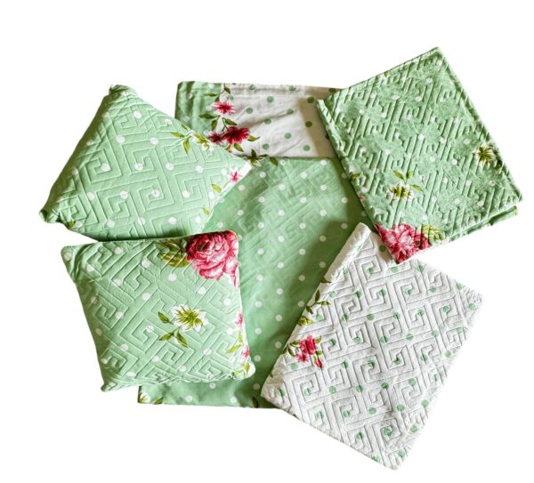 Lime green cotton 5pcs Bedsheet set (1 Bedsheet + 2 Quilted Pillow Covers + 2 Cushion with covers) - Image 7