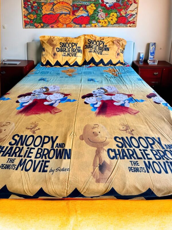 Snoopy print Kids' glace cotton Bed Sheet (90x100) with 2 Pillow covers - Image 3