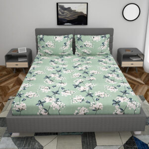 Glace Cotton Flat Double Bed Sheet with 2 Pillow Cover 90 x 100 Inches (Pastachio Green)
