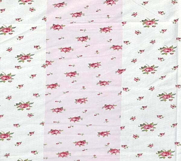 Fitted Glace Cotton Double Bed Sheet with 2 Pillow Cover 90 x 100 Inches (White & Pink) - Image 2