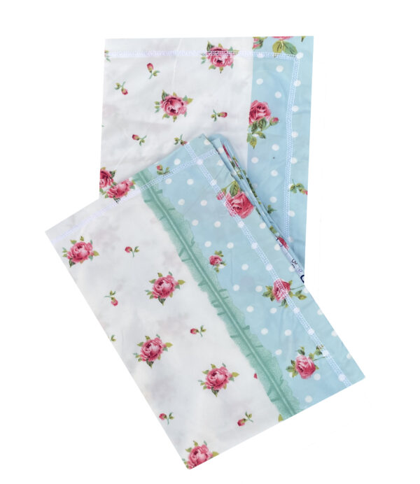 Fitted Glace Cotton Double Bed Sheet with 2 Pillow Cover 90 x 100 Inches (White & Pink) - Image 3