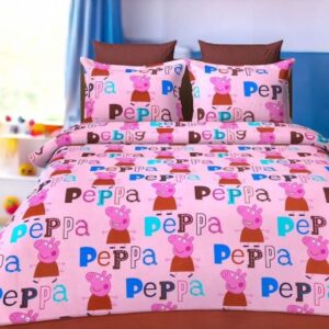 Peppa print Kids' Cotton Bed Sheet (90x100) with 2 Pillow covers