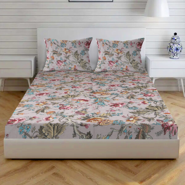 Smokey Grey Pure cotton Bedsheets for Double Bed with 2 Pillow covers (100x108 Inches) - Image 6