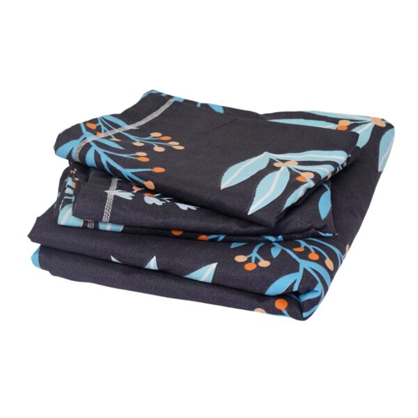 Fitted Glace Cotton Double Bed Sheet with 2 Pillow Cover (90 x 100 Inches) Leaf Print - Image 5