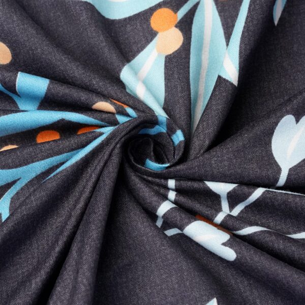 Fitted Glace Cotton Double Bed Sheet with 2 Pillow Cover (90 x 100 Inches) Leaf Print - Image 2