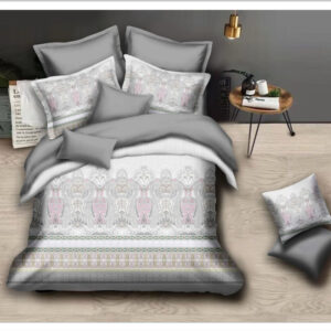 King Size Digital Print Bedsheet in Premium Soft Glace Cotton (108 x 108 inches) - Baige