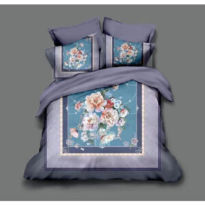 King Size Digital Print Bedsheet in Premium Soft Glace Cotton (108 x 108 inches) - Purple Floral print