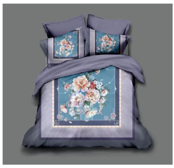 King Size Digital Print Bedsheet in Premium Soft Glace Cotton (108 x 108 inches) - Purple Floral print
