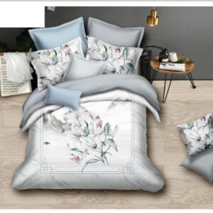 King Size Digital Print Bedsheet in Premium Soft Glace Cotton (108 x 108 inches) - Off White
