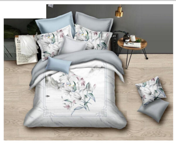 King Size Digital Print Bedsheet in Premium Soft Glace Cotton (108 x 108 inches) - Off White