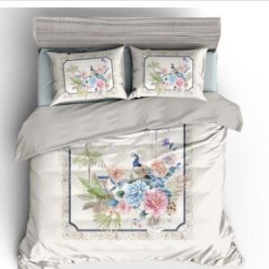 King Size Digital Print Bedsheet in Premium Soft Glace Cotton (108 x 108 inches) - Peacock print
