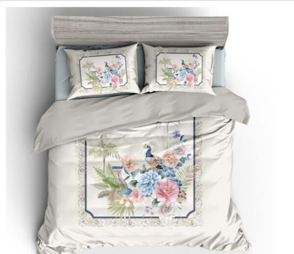 King Size Digital Print Bedsheet in Premium Soft Glace Cotton (108 x 108 inches) - Peacock print