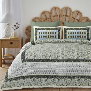 King Size Cotton Premium BedSheet (108 x 108 inches) with 2 Pillow Covers– Green