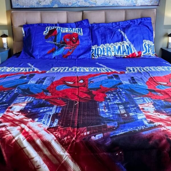 Spiderman Kids' glace cotton Bed Sheet (90x100) with 2 Pillow covers - Image 3