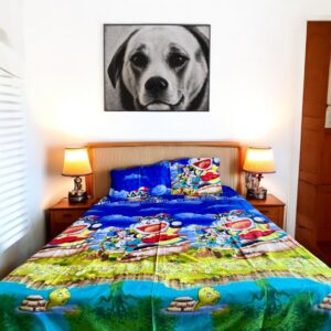 Doreamon Kids' glace cotton Bed Sheet (90x100) with 2 Pillow covers