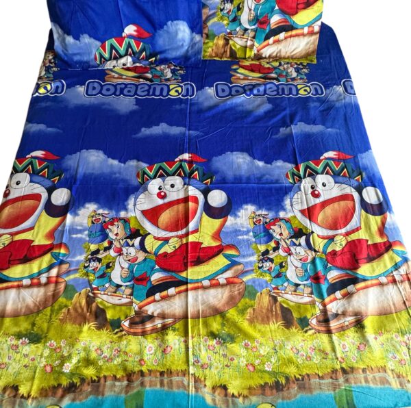 Doreamon Kids' glace cotton Bed Sheet (90x100) with 2 Pillow covers - Image 3