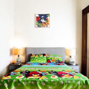 Angry Bird Kids' glace cotton Bed Sheet (90x100) with 2 Pillow covers