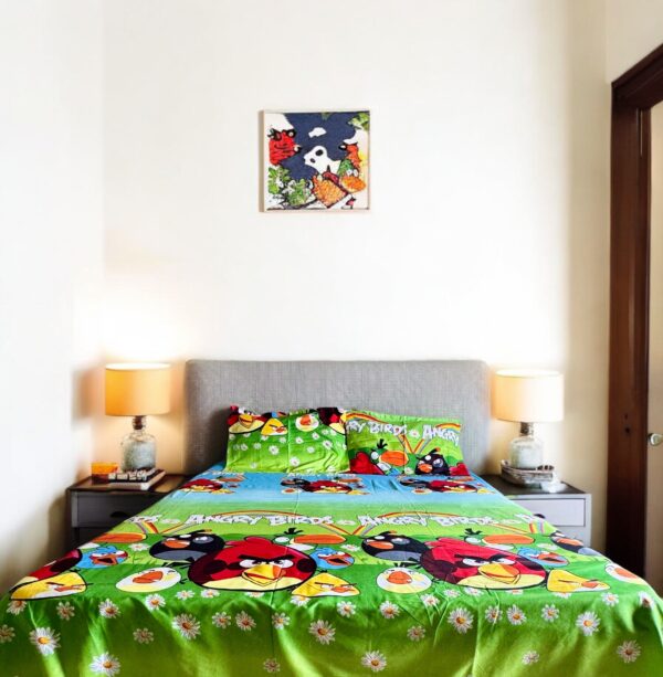Angry Bird Kids' glace cotton Bed Sheet (90x100) with 2 Pillow covers