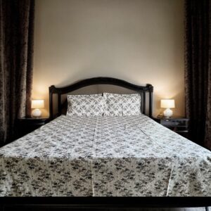 Printed (grey) Cotton Bedsheets for Double Bed with 2 Pillow covers