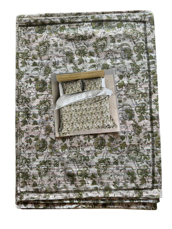 Printed (green) Cotton Bedsheets for Double Bed with 2 Pillow covers - Image 2