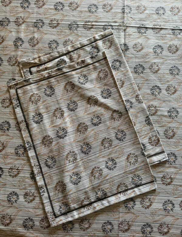 Circle Printed (grey) Cotton Bedsheets for Double Bed with 2 Pillow covers - Image 2