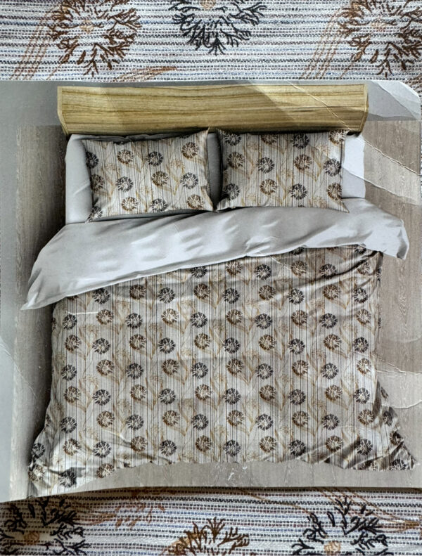 Circle Printed (grey) Cotton Bedsheets for Double Bed with 2 Pillow covers - Image 3