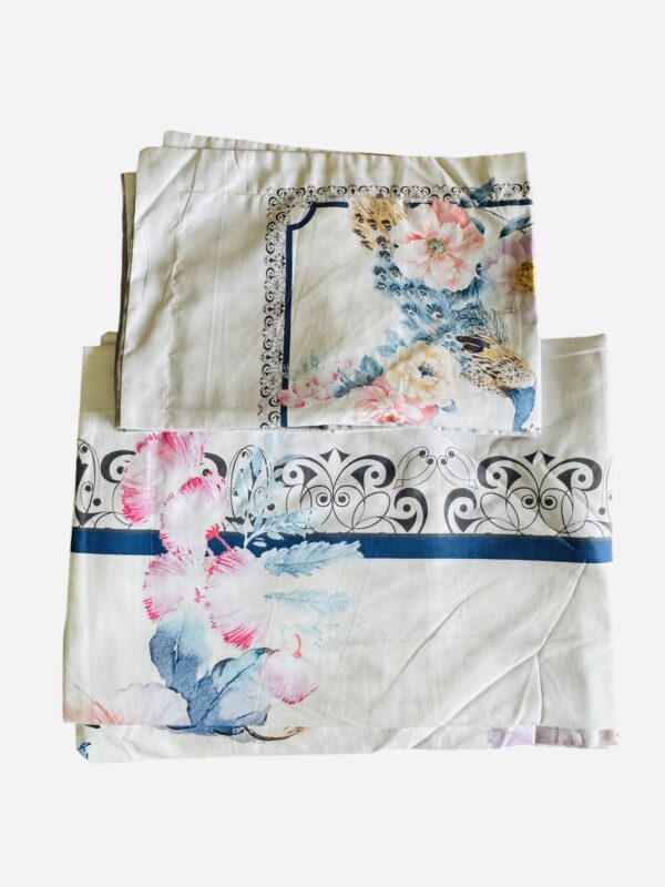 King Size Digital Print Bedsheet in Premium Soft Glace Cotton (108 x 108 inches) - Peacock print - Image 3