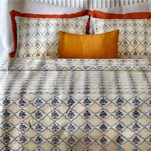 Pure cotton Printed Bedsheets for Double Bed with 2 Pillow covers (90x108 Inches) - Light Yellow
