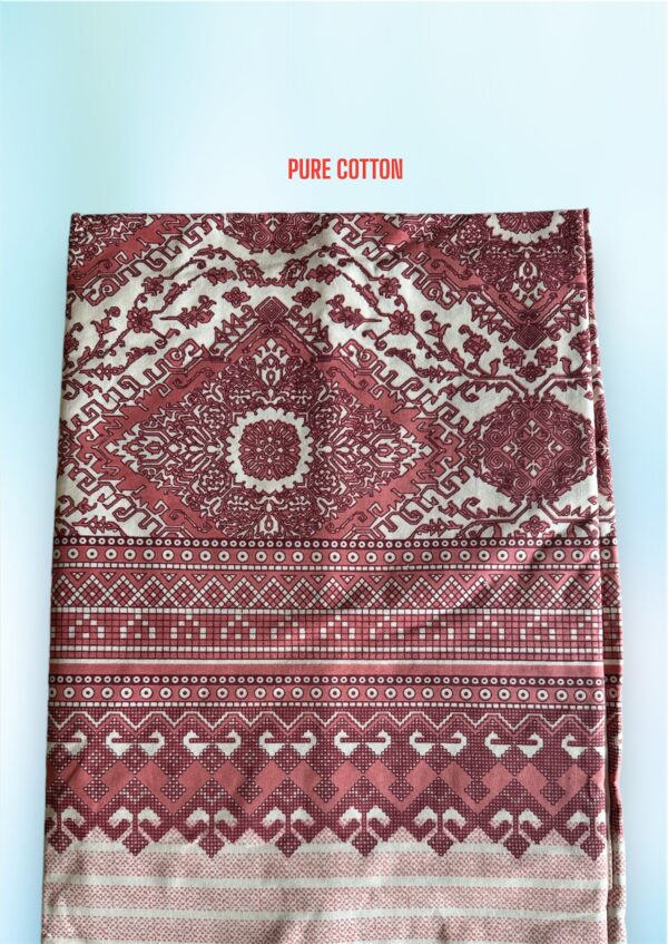 Pure cotton Printed Bedsheets for Double Bed with 2 Pillow covers (90x108 Inches) - Red - Image 2